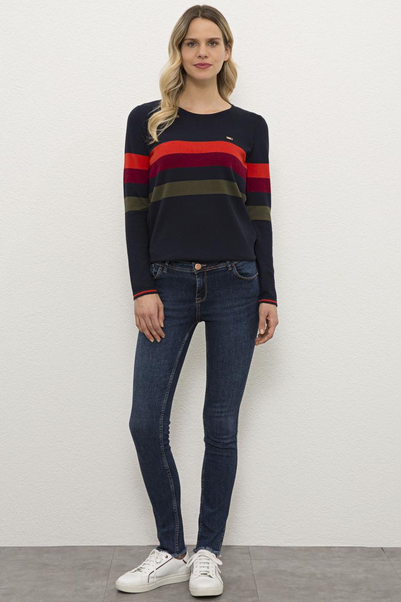 Kadın Bisiklet Yaka Lacivert Triko Kazak - 50223956004