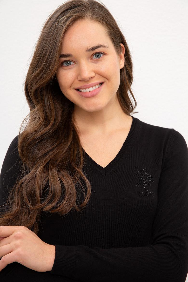 Kadın Siyah Basic Kazak - 50224706019