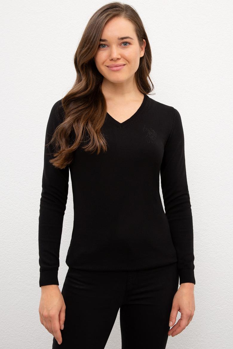 Kadın Siyah Basic Kazak