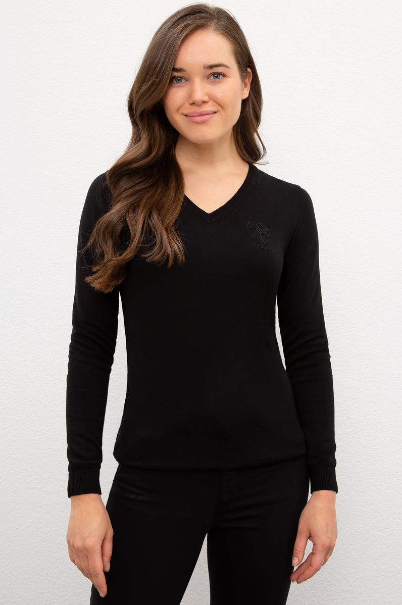 Kadın Siyah Basic Kazak