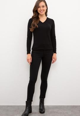 Kadın Siyah Basic Kazak - 50224706019