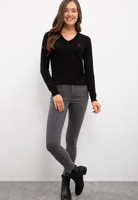 Kadın Siyah Basic Bisiklet Yaka Kazak - 50224709011