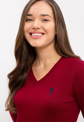 Kadın Bordo Basic Kazak - 50224709035