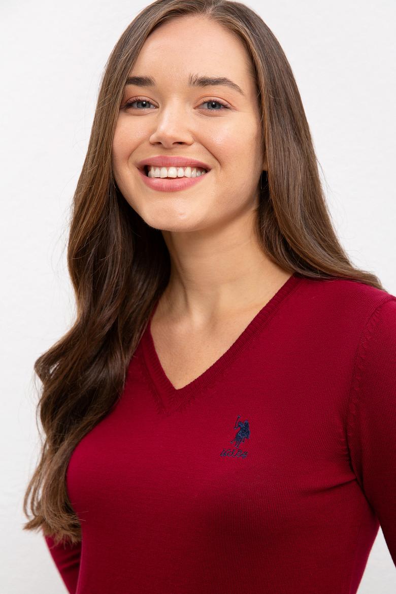 Kadın Bordo Basic Kazak - 50224709035