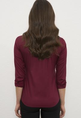 Kadın Bordo Uzun Kollu Basic Gömlek - 50225879004