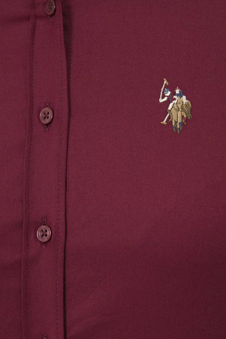 Kadın Bordo Uzun Kollu Basic Gömlek - 50225879004