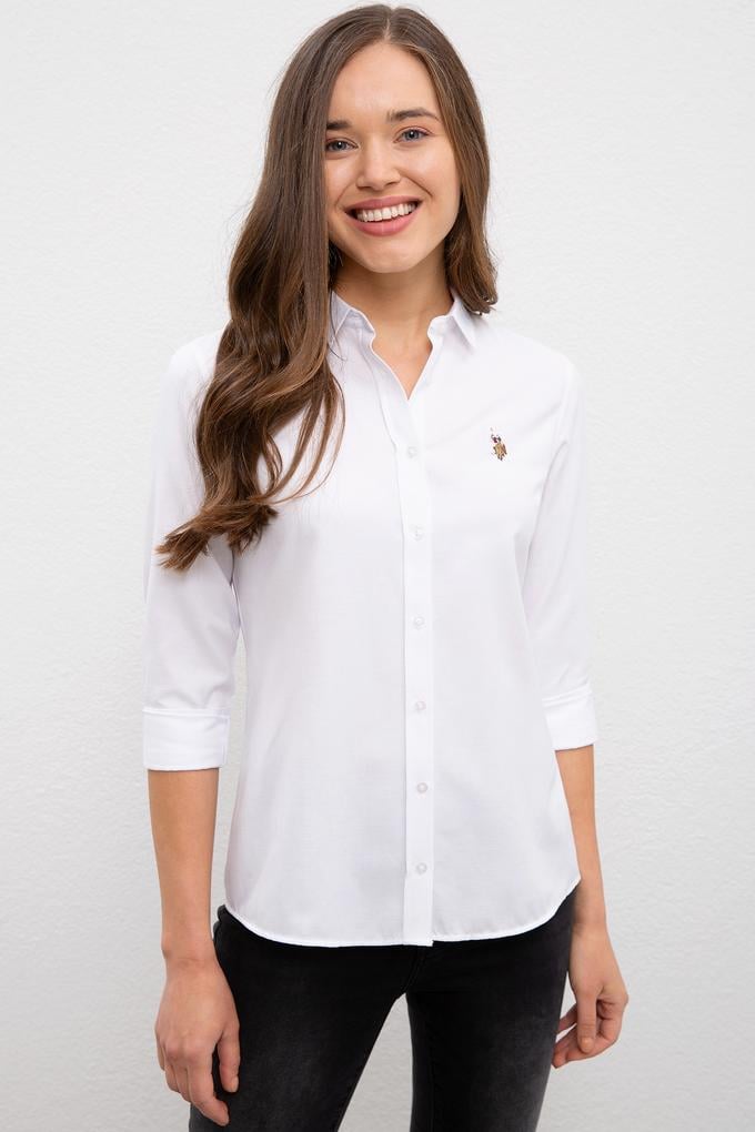 Kadın Beyaz Gömlek Uzunkol Basic