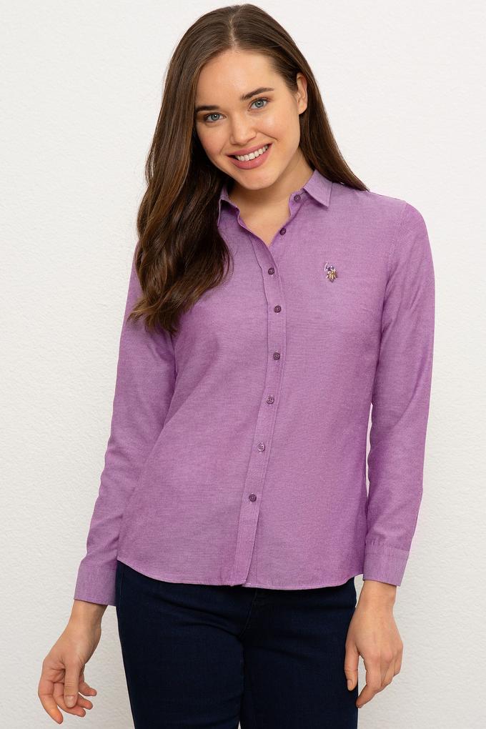 Kadın Mor Gömlek Uzunkol Basic
