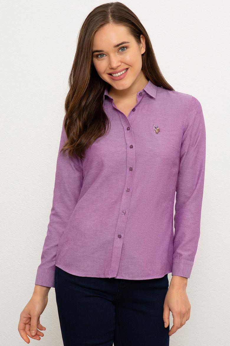 Kadın Mor Gömlek Uzunkol Basic