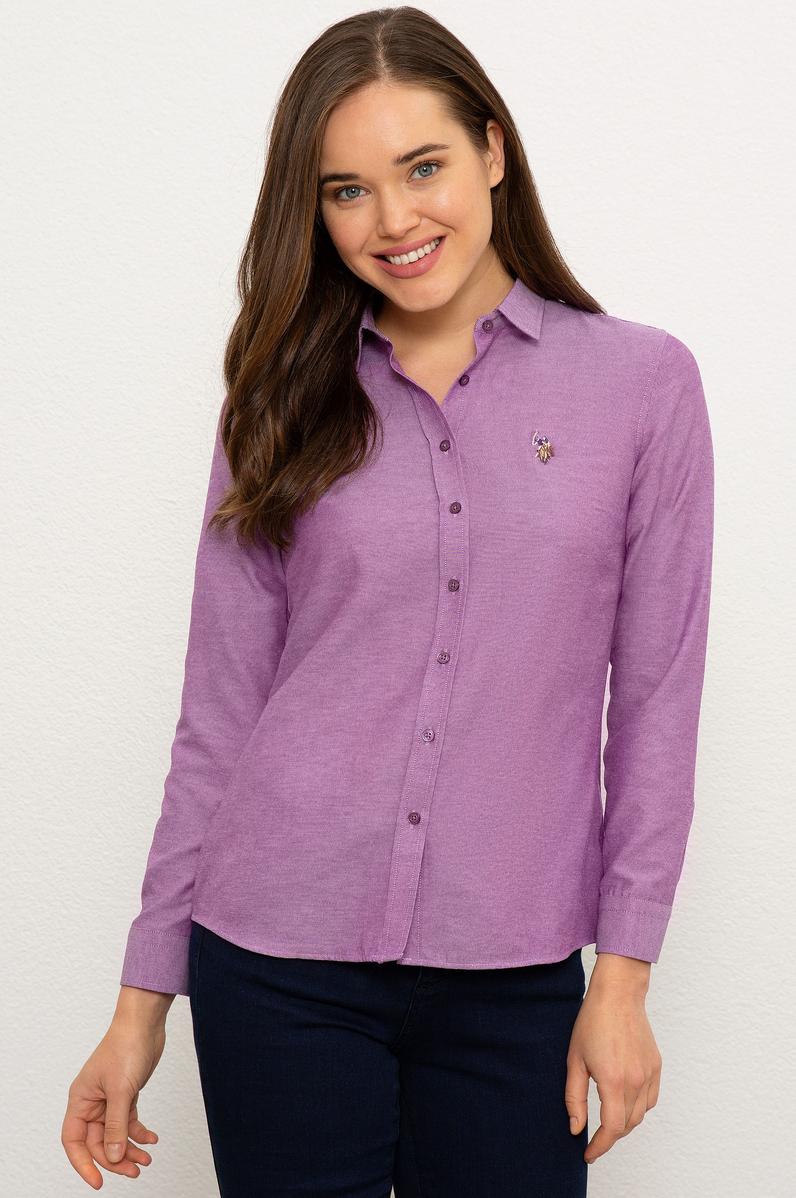 Kadın Mor Gömlek Uzunkol Basic