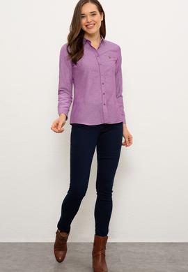 Kadın Mor Gömlek Uzunkol Basic - 50225881063