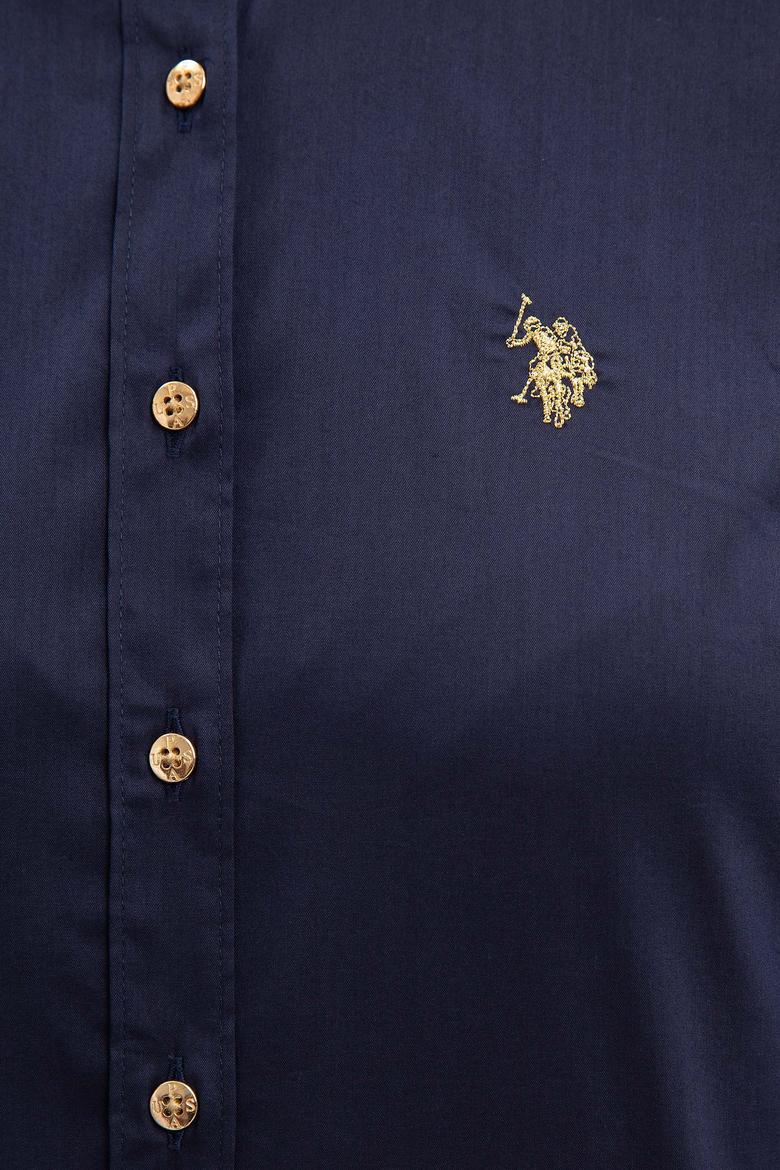 Kadın Lacivert Uzun Kollu Basic Gömlek - 50227226027