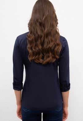 Kadın Lacivert Uzun Kollu Basic Gömlek - 50227226027