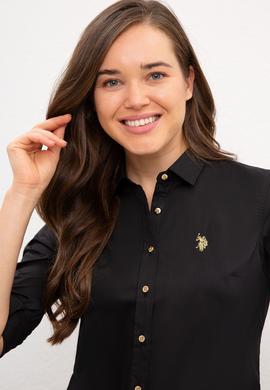 Kadın Siyah Uzun Kollu Basic Gömlek - 50227226034