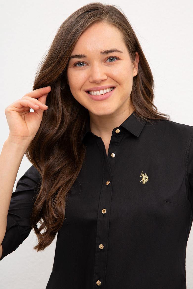 Kadın Siyah Uzun Kollu Basic Gömlek - 50227226034