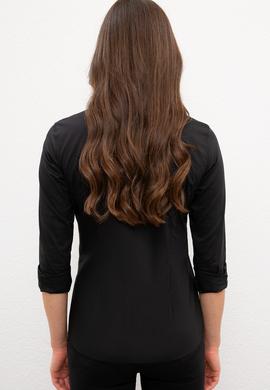 Kadın Siyah Uzun Kollu Basic Gömlek - 50227226034