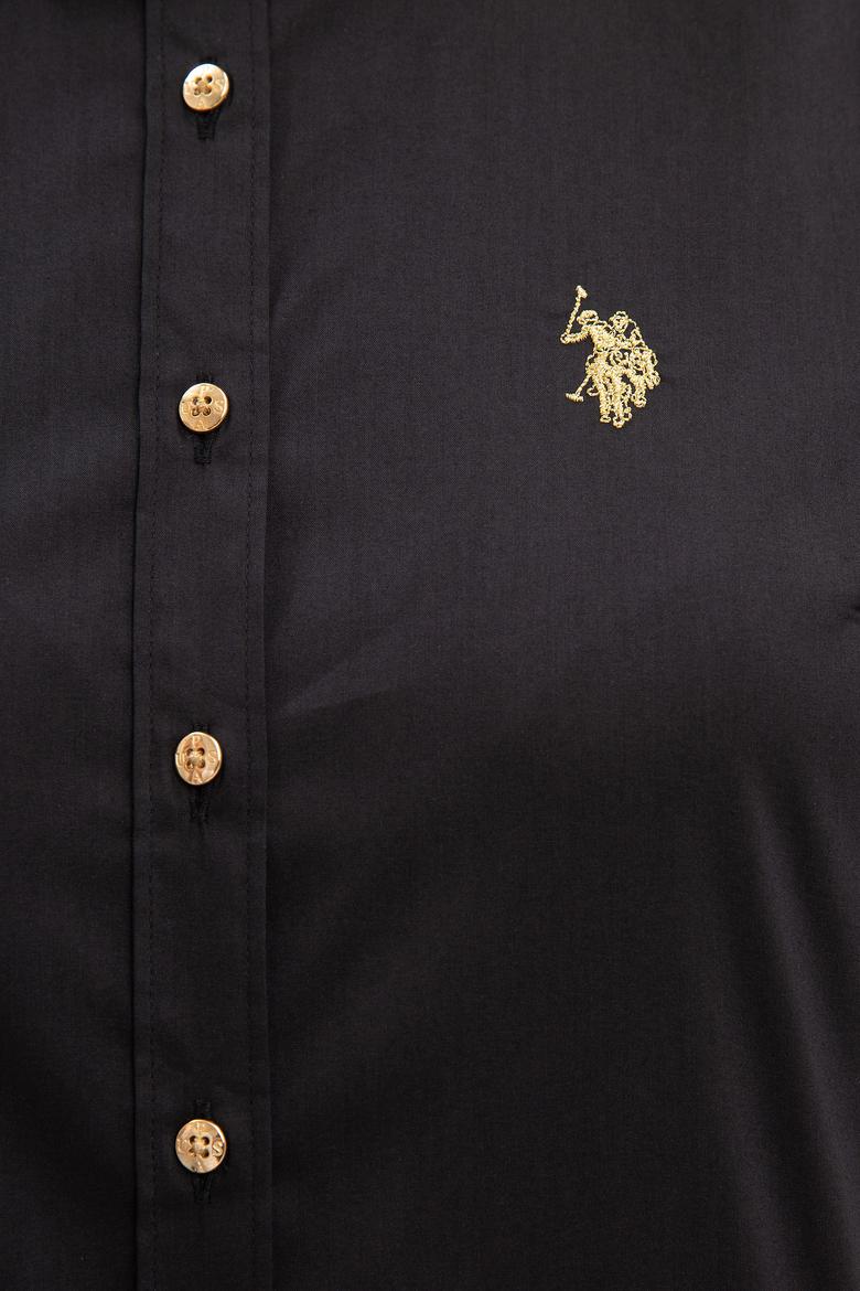 Kadın Siyah Uzun Kollu Basic Gömlek - 50227226034