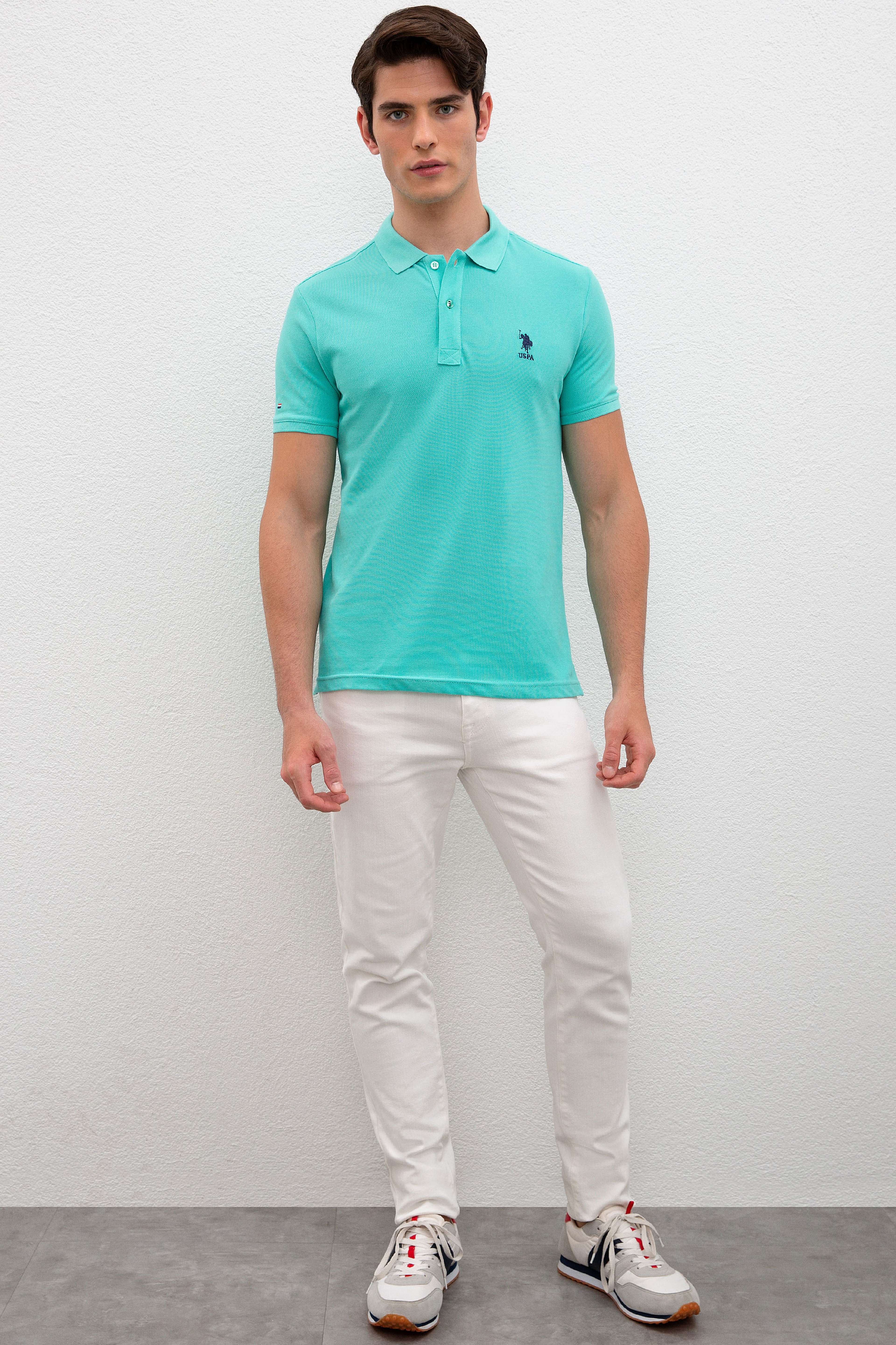 Erkek Mint Basic Polo Yaka Tişört - Image 4