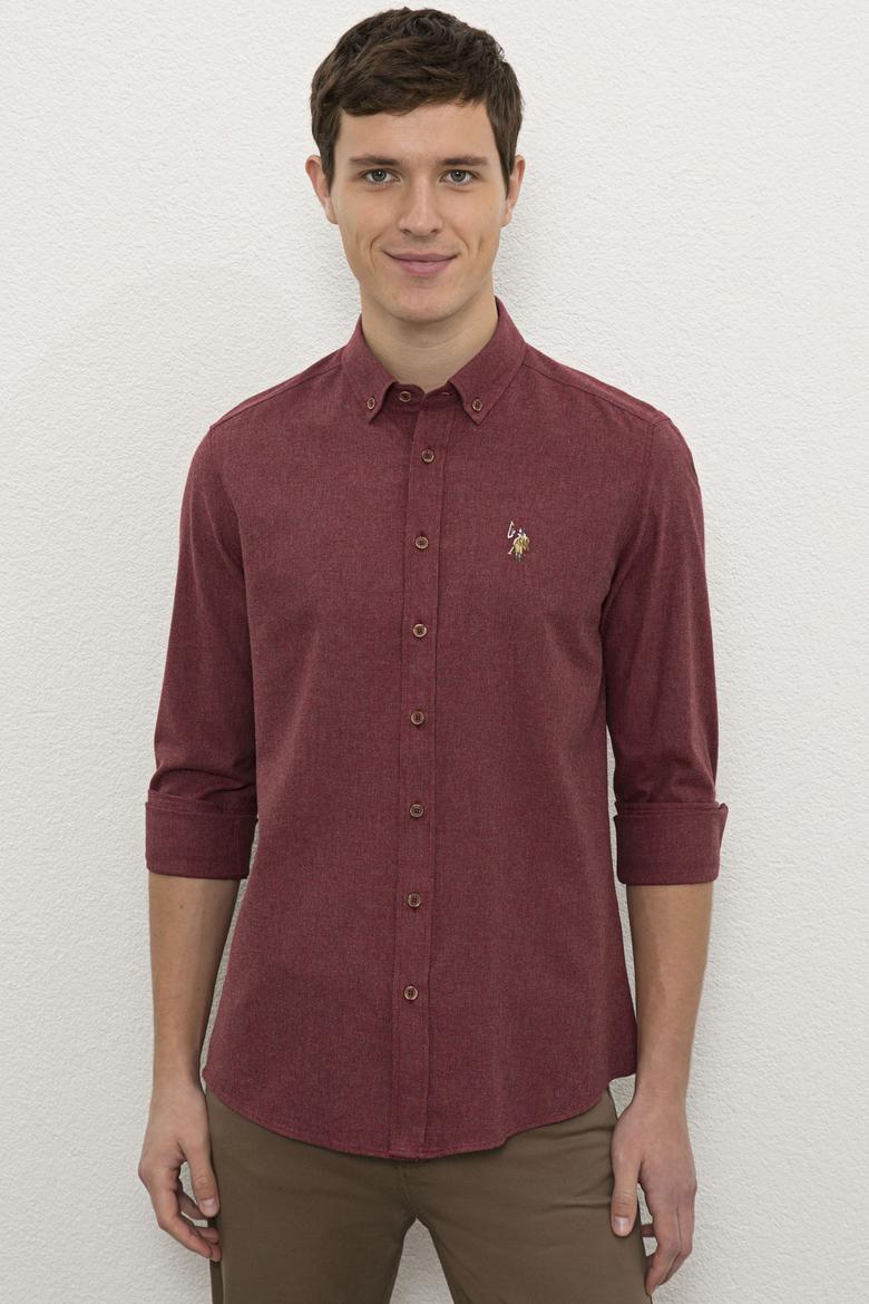 Erkek Kırmızı Gömlek Uzunkol Basic