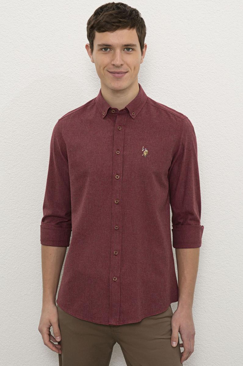 Erkek Kırmızı Gömlek Uzunkol Basic