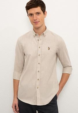 Erkek Bej Gömlek Uzunkol Basic - 50225355019