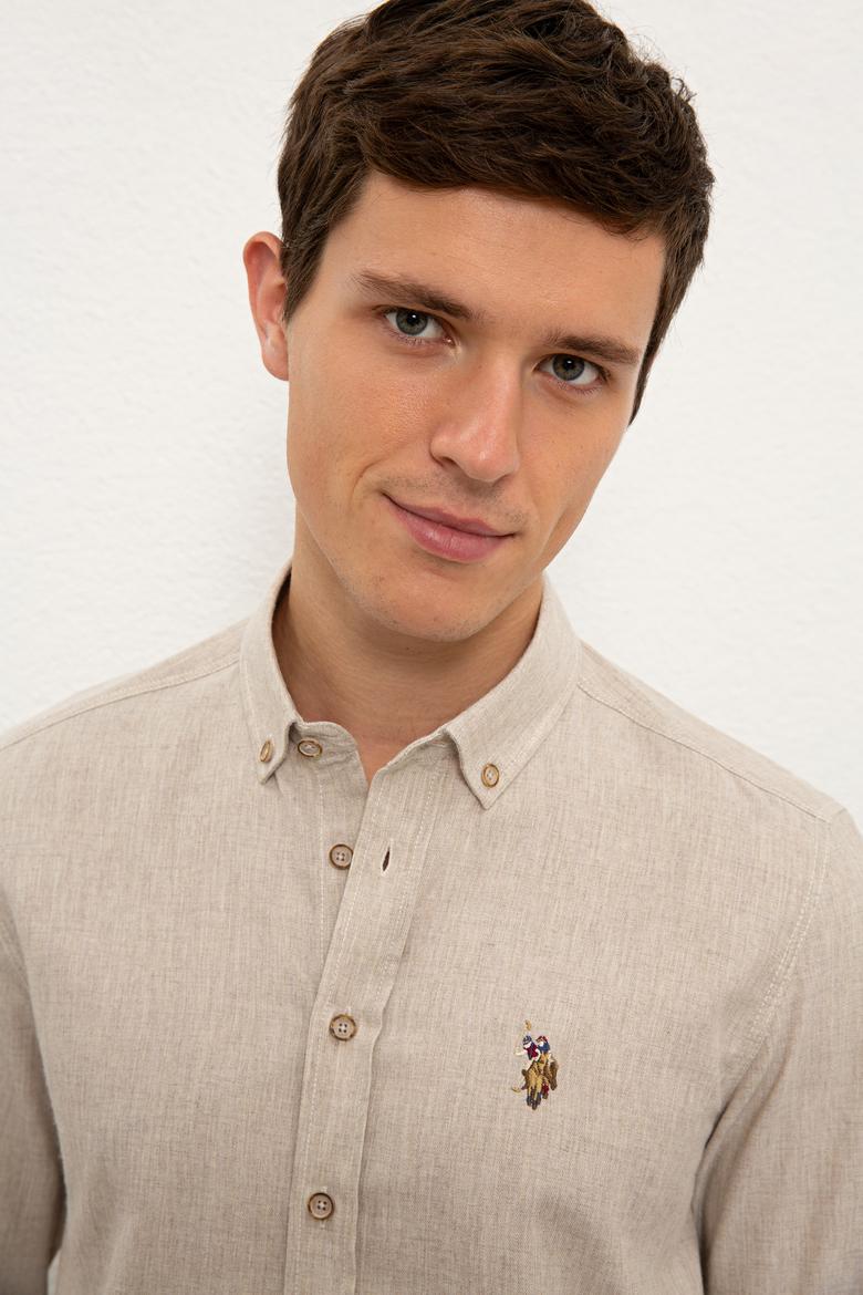 Erkek Bej Gömlek Uzunkol Basic - 50225355019