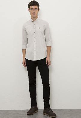 Erkek Ekru Uzun Kollu Basic Gömlek - 50225355069