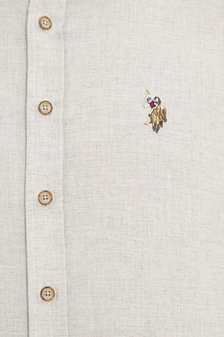 Erkek Ekru Uzun Kollu Basic Gömlek - 50225355069