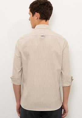 Erkek Bej Gömlek Uzunkol Basic - 50225355019