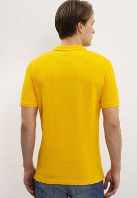Erkek Koyu Sarı Polo Yaka Basic T-Shirt - 50222632288