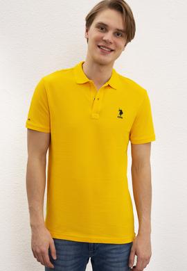 Erkek Koyu Sarı Polo Yaka Basic T-Shirt - 50222632288