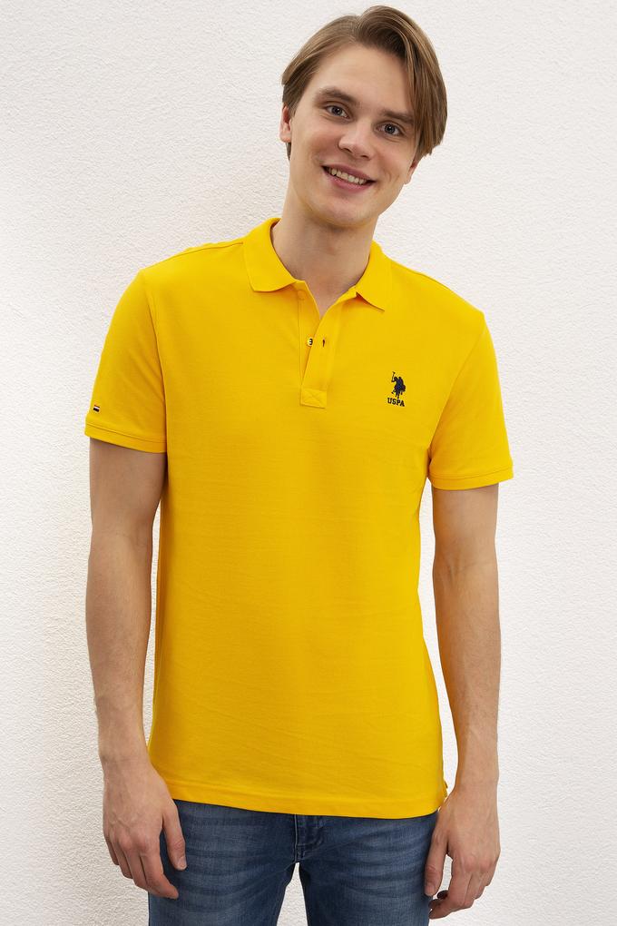 Erkek Koyu Sarı Polo Yaka Basic T-Shirt
