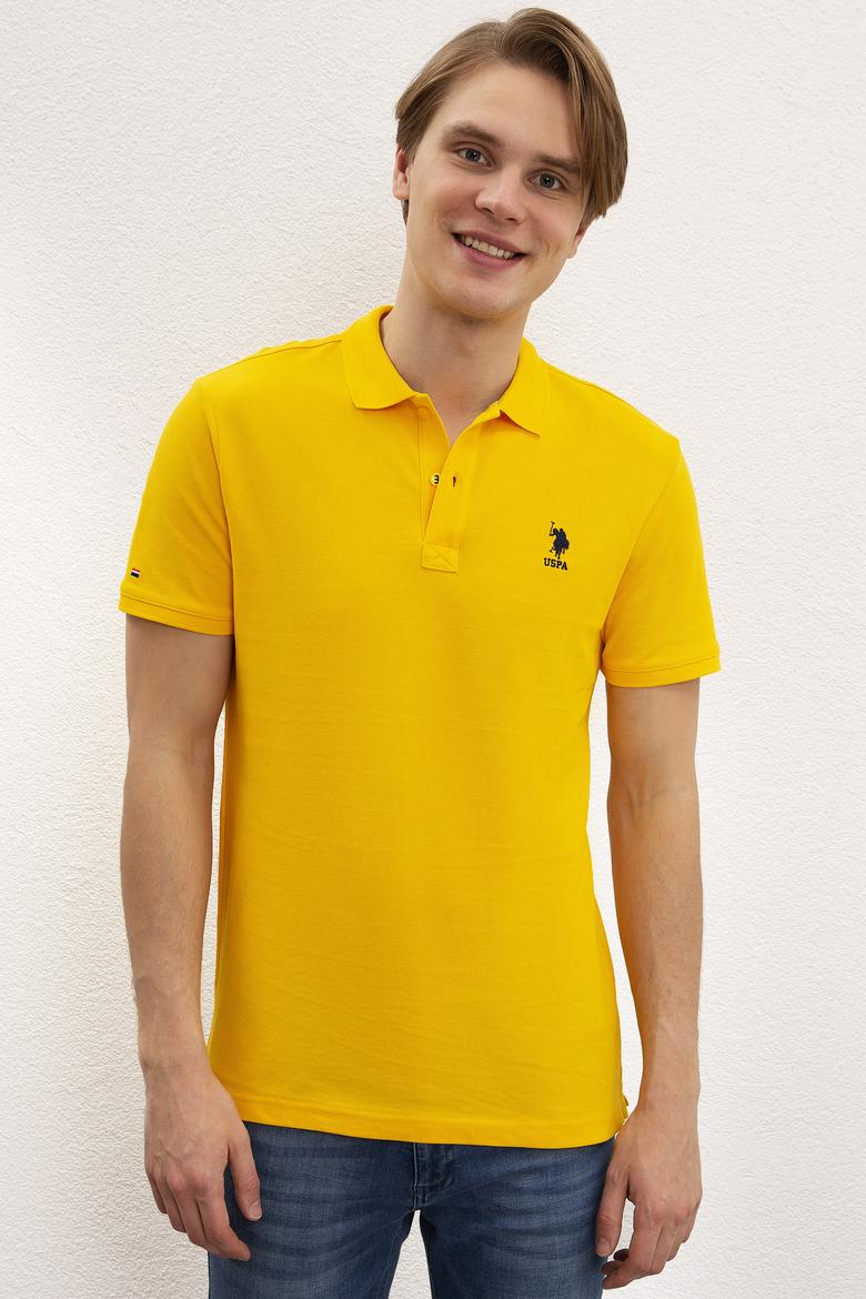 Erkek Koyu Sarı Polo Yaka Basic T-Shirt
