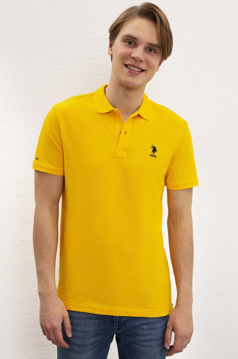 Erkek Koyu Sarı Polo Yaka Basic T-Shirt