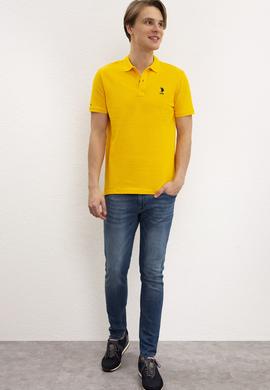 Erkek Koyu Sarı Polo Yaka Basic T-Shirt - 50222632288