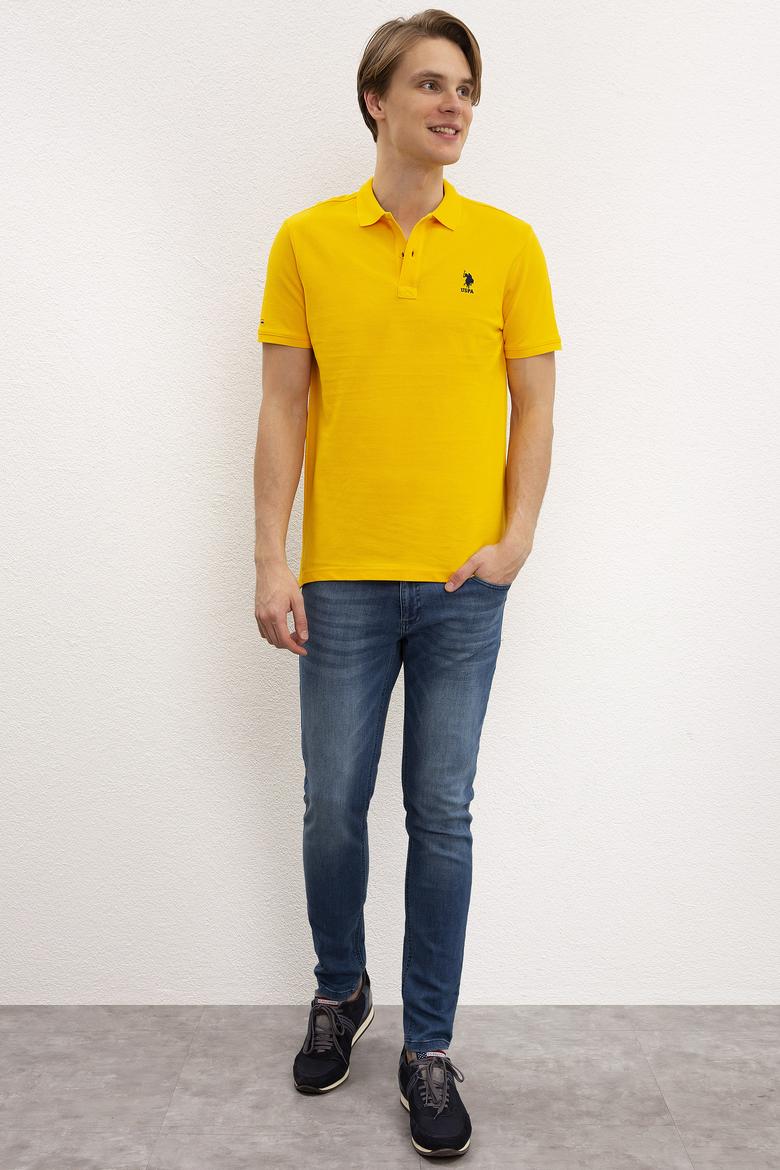 Erkek Koyu Sarı Polo Yaka Basic T-Shirt - 50222632288