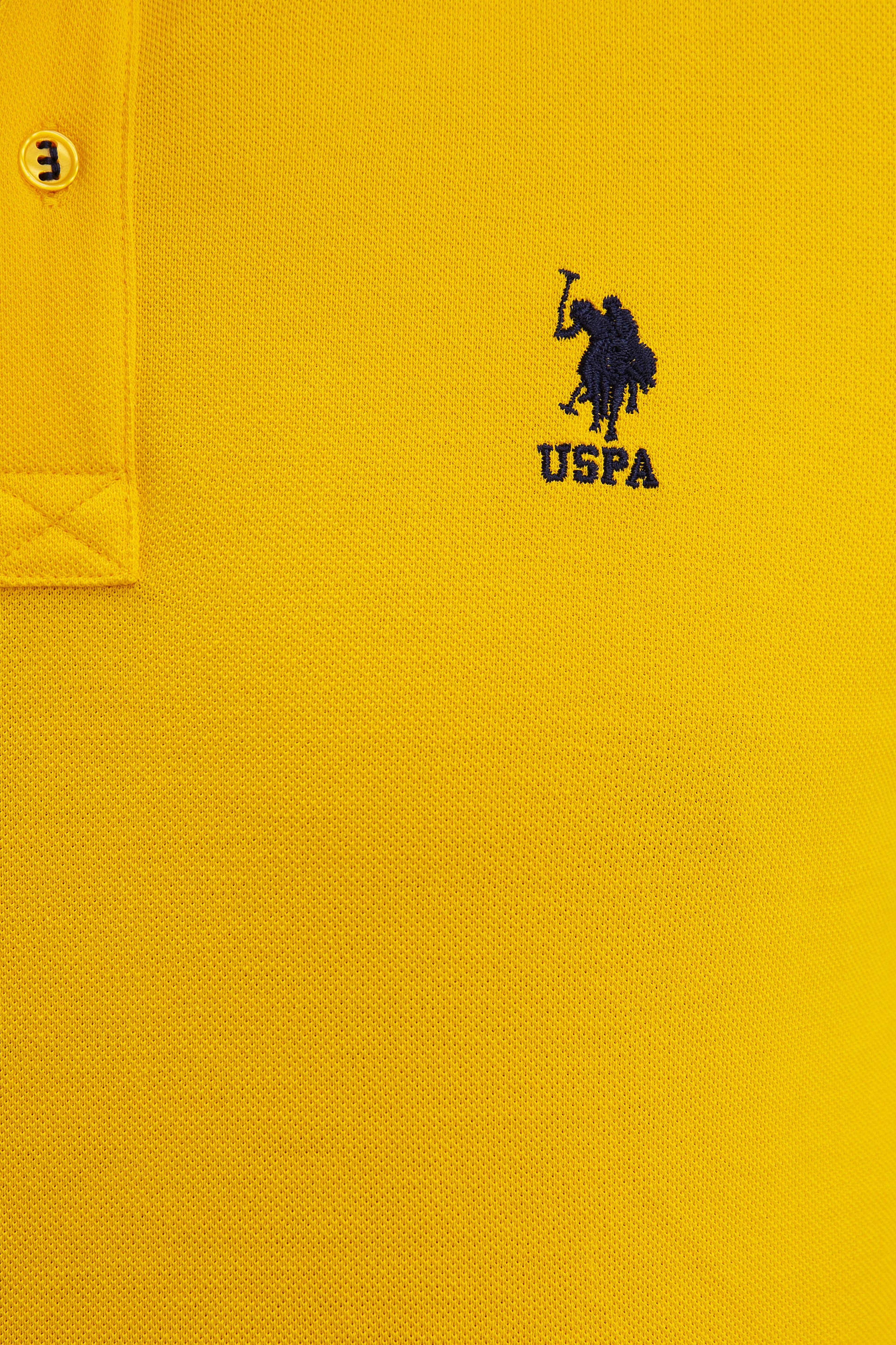 Erkek Koyu Sarı Polo Yaka Basic T-Shirt - Image 4