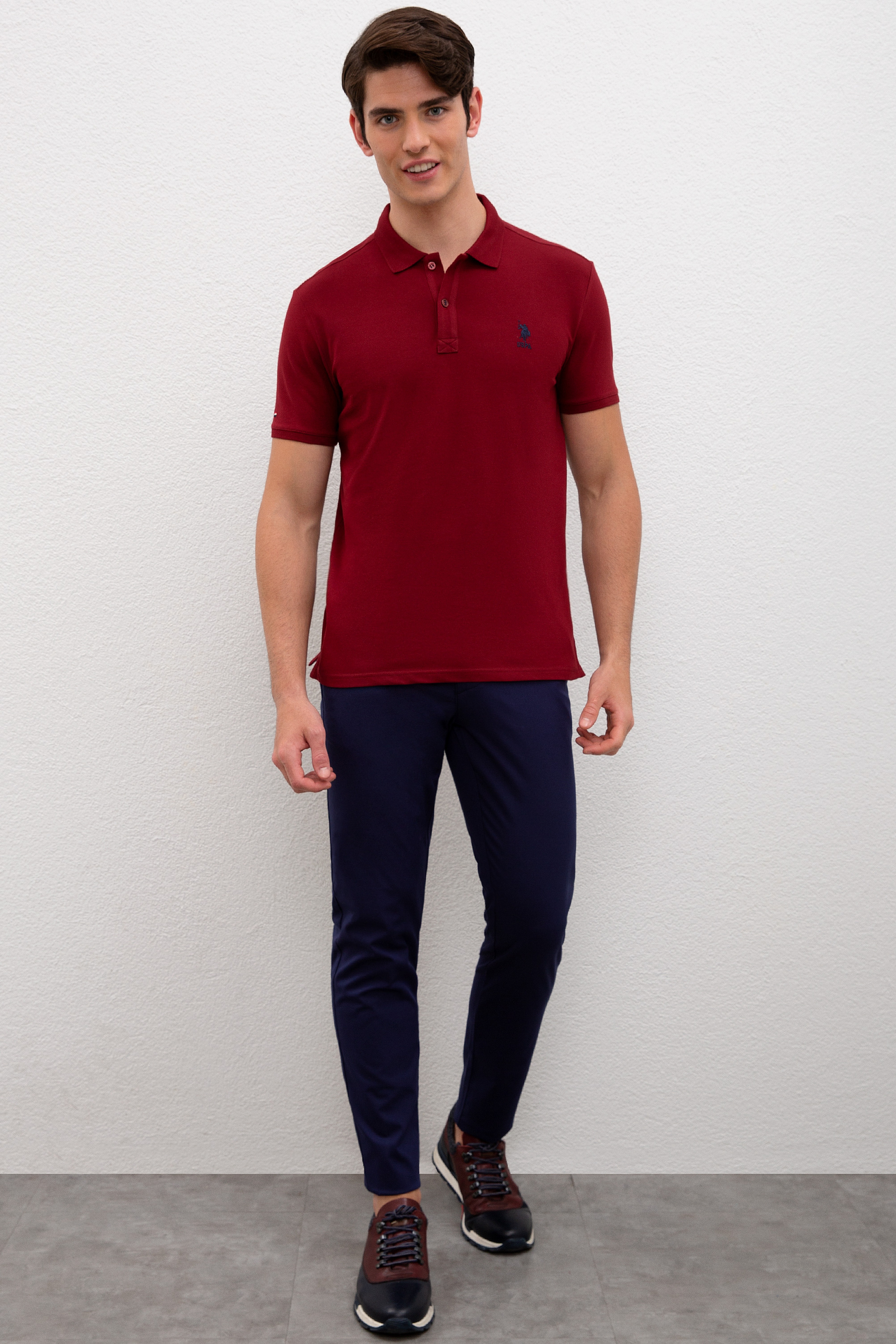 Erkek Bordo Basic Tişört - Image 5