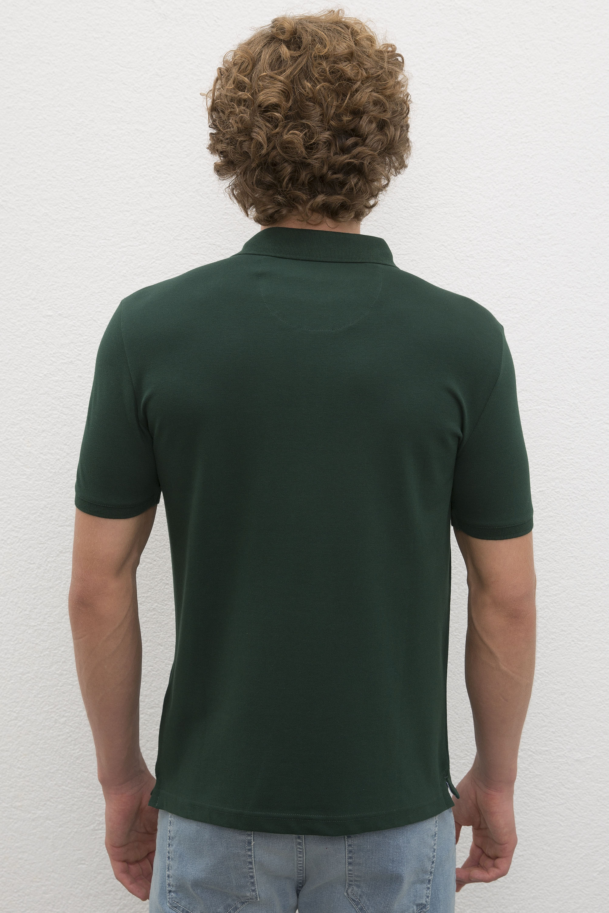 Erkek Koyu Yeşil Basic Tişört - Image 3