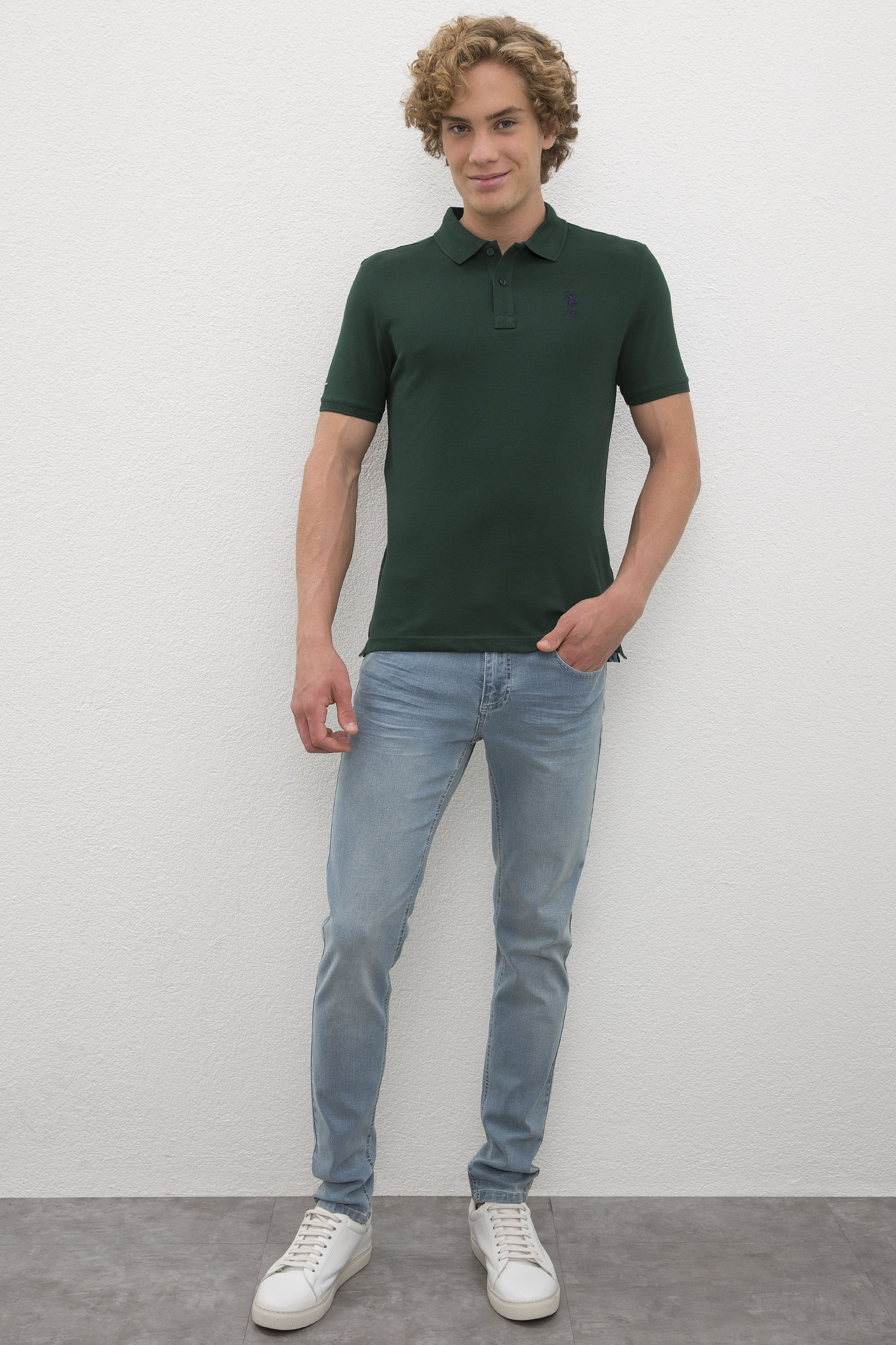 Erkek Koyu Yeşil Basic Tişört - Image 5