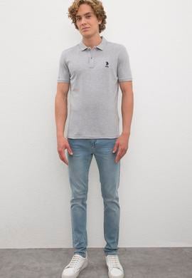 Erkek Gri Melanj Basic Tişört - 50224056099