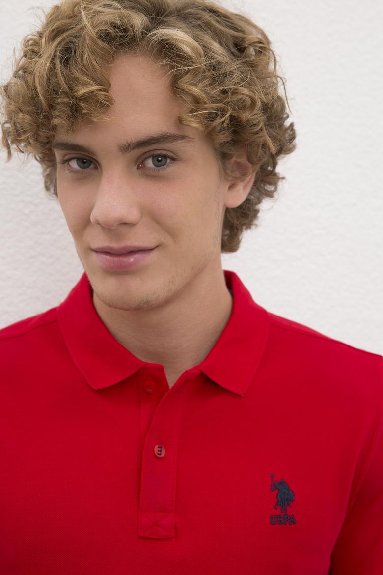 Erkek Kırmızı Polo Yaka Basic T-Shirt - 50231513060