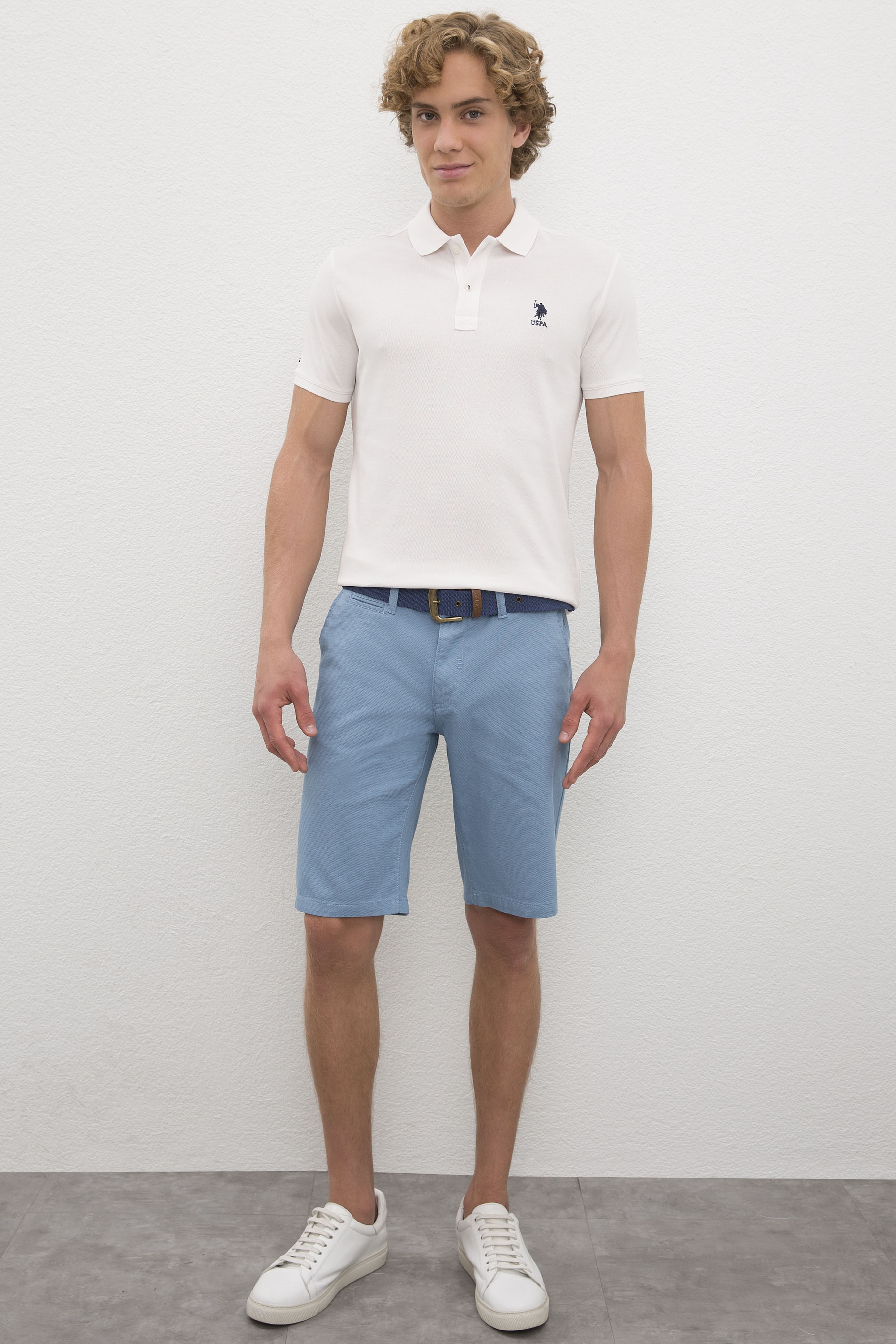 Erkek Ekru Basic Polo Yaka Tişört - Image 3