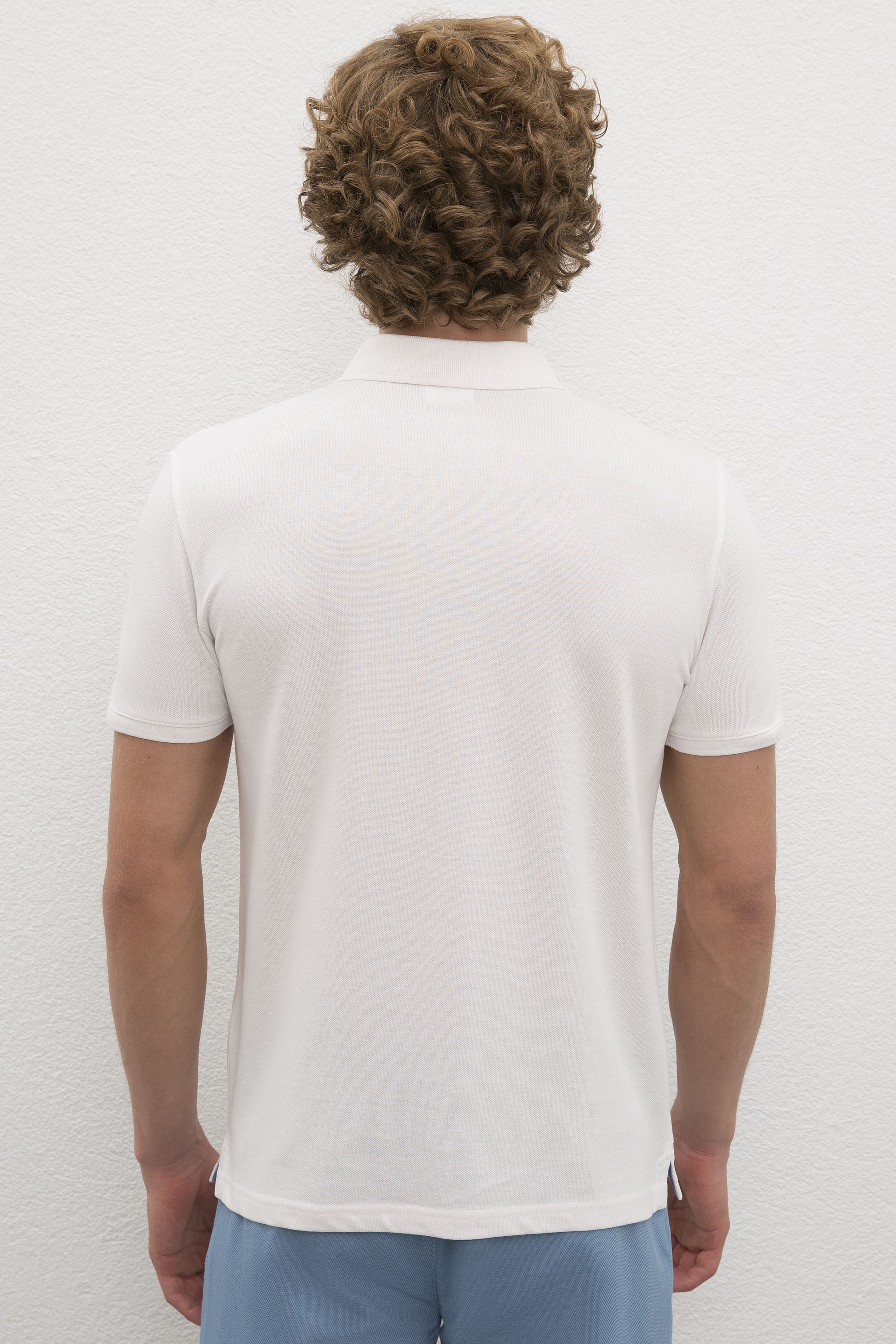 Erkek Ekru Basic Polo Yaka Tişört
