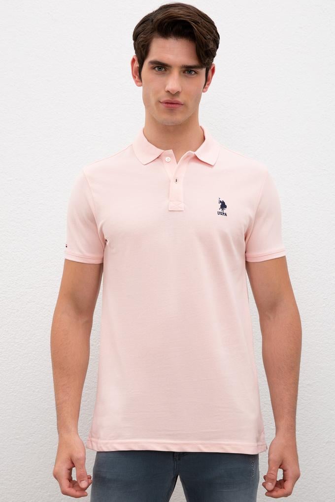 Erkek Açık Pembe Polo Yaka T-Shirt Basic