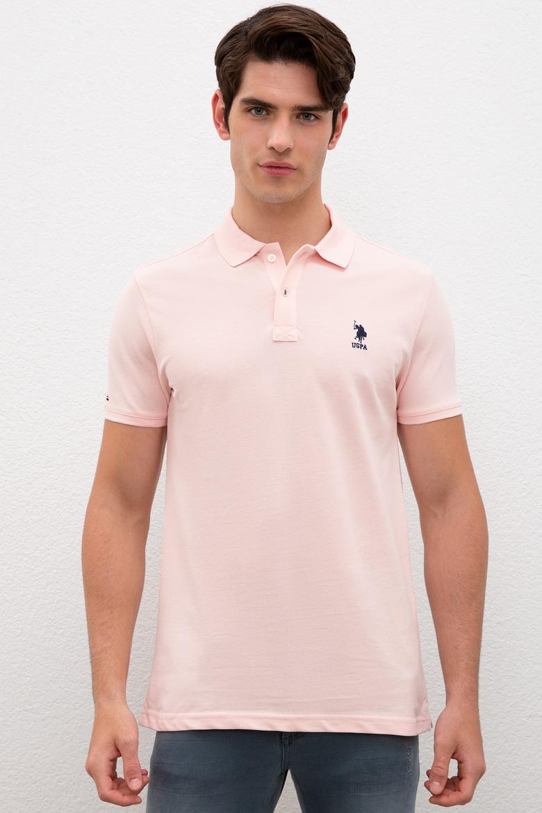 Erkek Açık Pembe Polo Yaka T-Shirt Basic