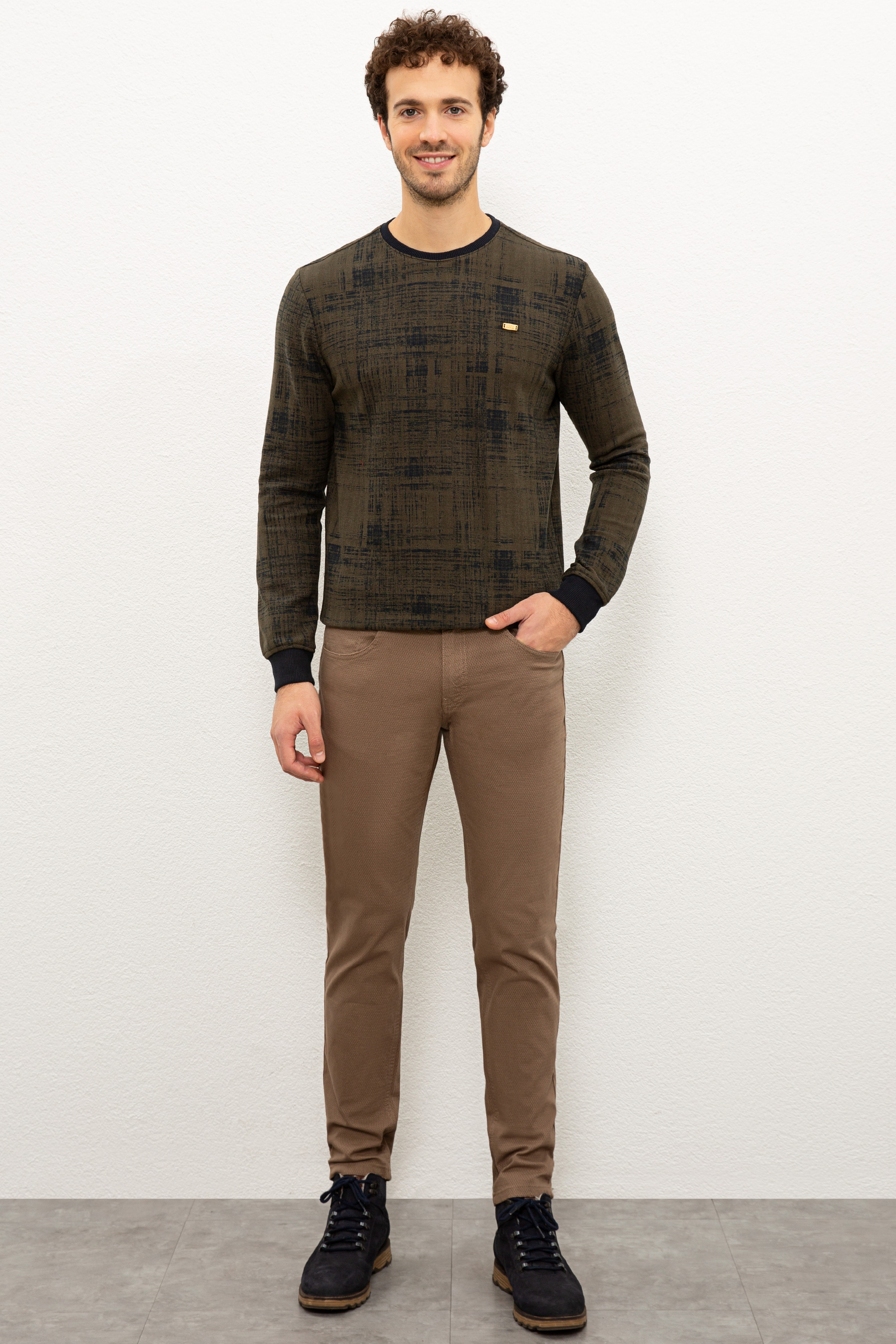Erkek Lacivert Bisiklet Yaka Sweatshirt - Image 4