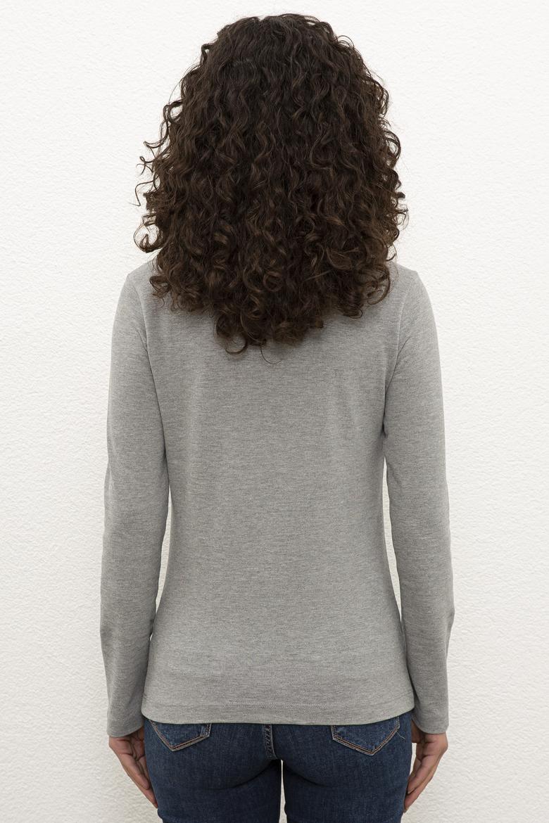 Kadın Gri Sweatshirt Basic - 50232091009