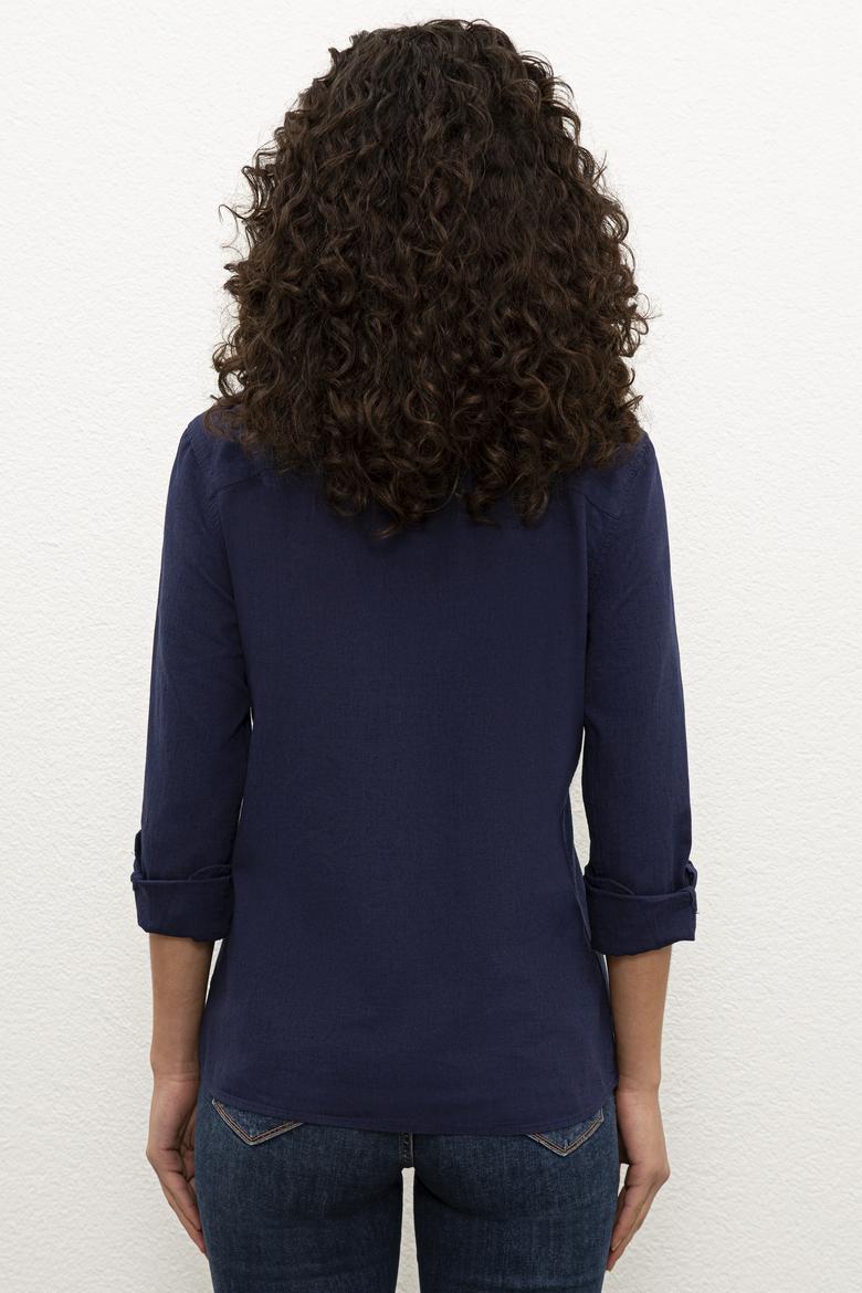 Kadın Lacivert Gömlek Uzunkol Basic - 50219042061