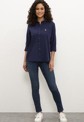 Kadın Lacivert Gömlek Uzunkol Basic - 50219042061